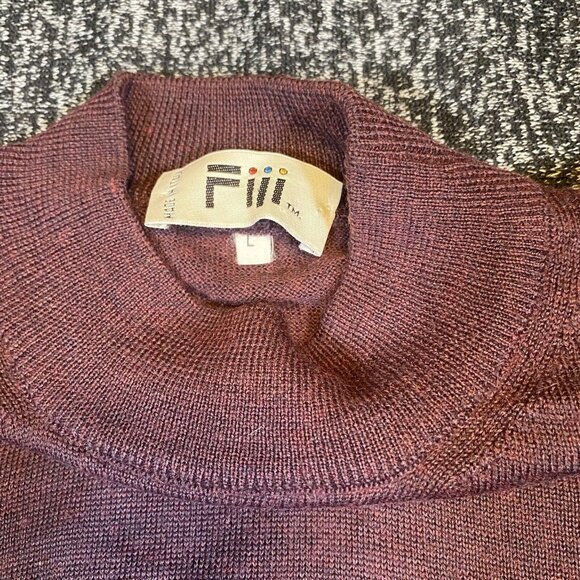 Fiii Sweater Mens L Red Wool Acrylic Geometric Pullover Vintage Made In Italy - Picture 4 of 8